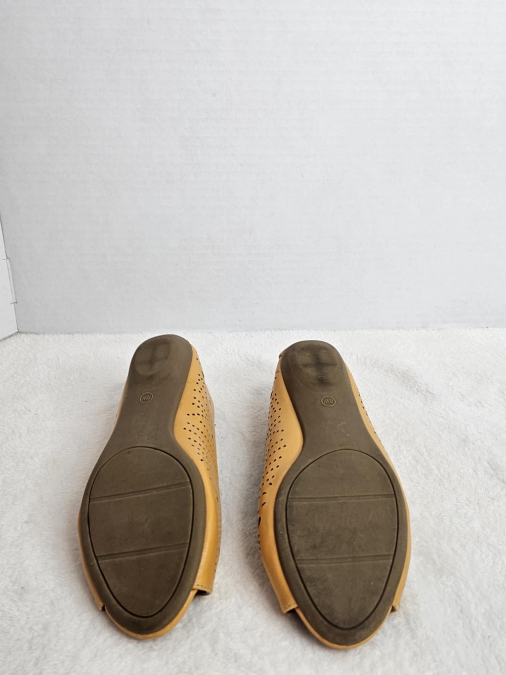 Nicole Women's Open-Toe Laser-Cut Flats in Mustard Yellow - Picture 11 of 13